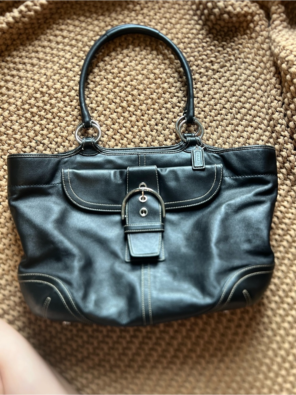 COACH Vintage 2004 Soho Soft Leather XL Carryall Tote Bag. Black K04S-5770 EUC